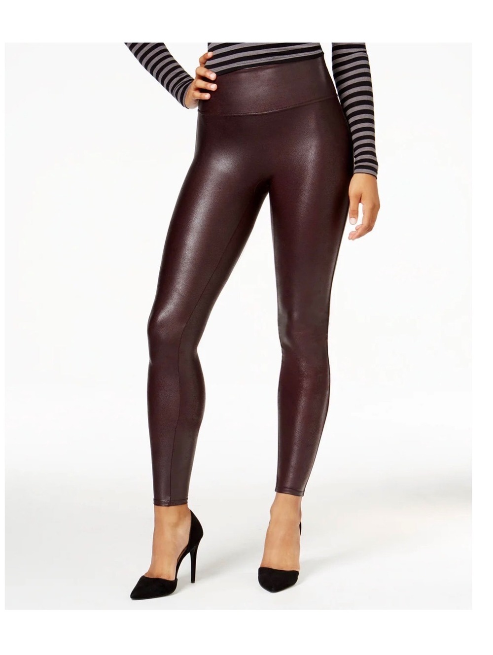 Spanx Faux Leather Burgundy Leggings Women’s Size M